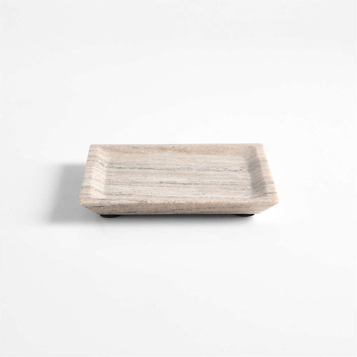 Tuscan Small Beige Marble Square Tray