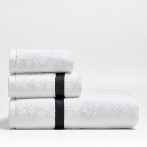 Tuxedo Stripe Organic Cotton Ink Black Bath Towel