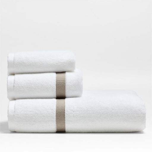 Tuxedo Stripe Organic Cotton Sand Beige Bath Towel