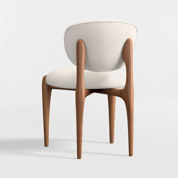 Via Ivory Fabric Walnut Wood Dining Chair