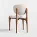 Via Ivory Fabric Walnut Wood Dining Chair