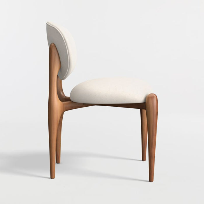 Via Ivory Fabric Walnut Wood Dining Chair
