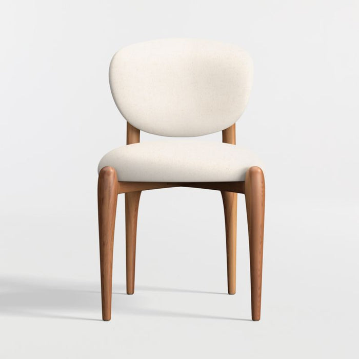 Via Ivory Fabric Walnut Wood Dining Chair