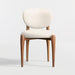 Via Ivory Fabric Walnut Wood Dining Chair