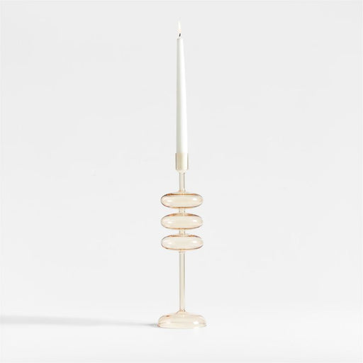 Venezia Large Champagne Yellow Glass Taper Candle Holder