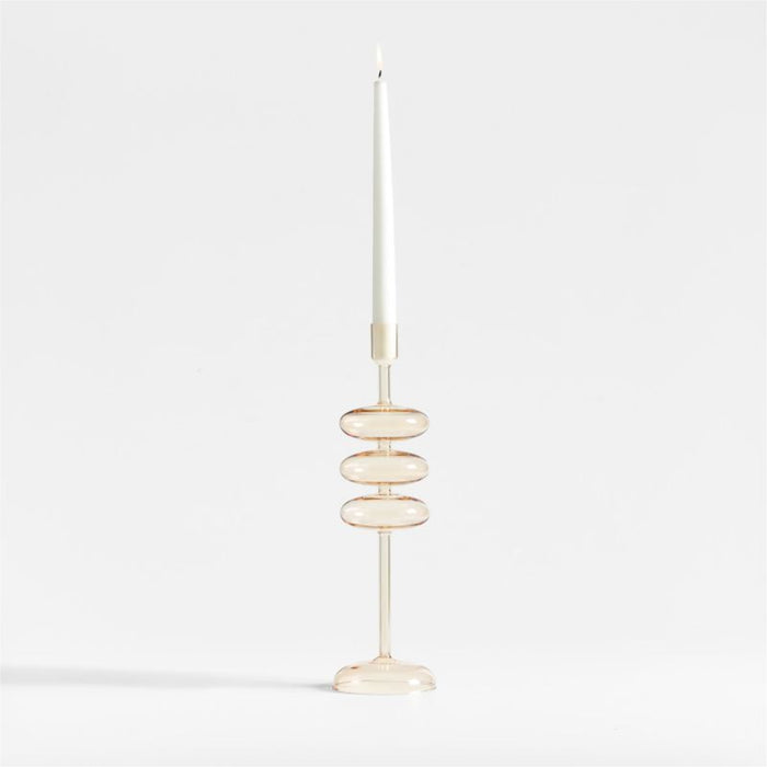 Venezia Large Champagne Yellow Glass Taper Candle Holder