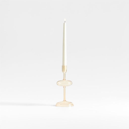 Venezia Small Champagne Yellow Glass Taper Candle Holder