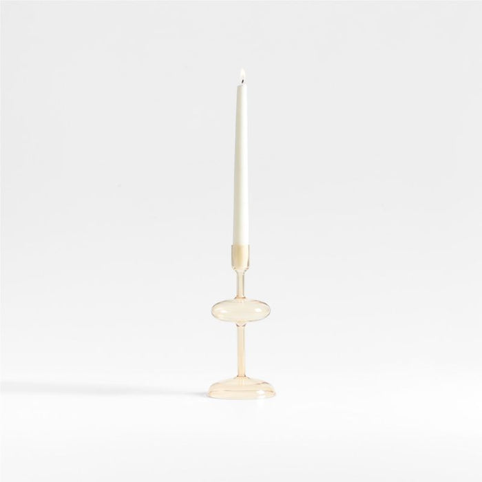 Venezia Small Champagne Yellow Glass Taper Candle Holder