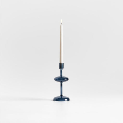 Venezia Small Deep Blue Glass Taper Candle Holder