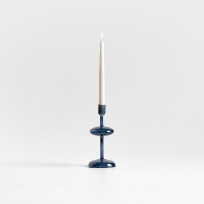 Venezia Small Deep Blue Glass Taper Candle Holder