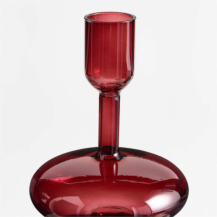 Venezia Large Red Glass Taper Candle Holder