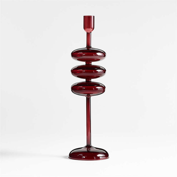 Venezia Large Red Glass Taper Candle Holder