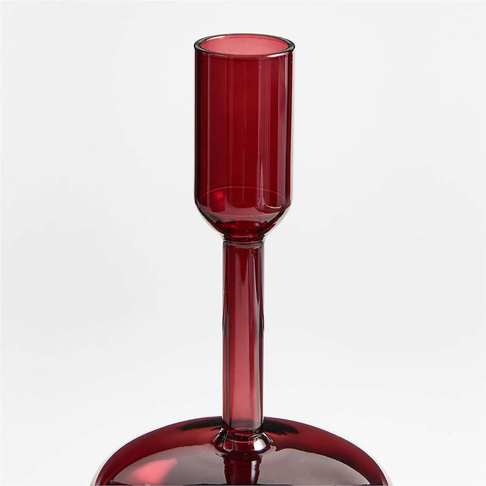 Venezia Medium Red Glass Taper Candle Holder