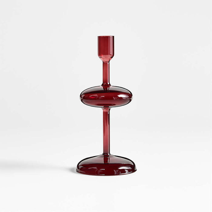 Venezia Small Red Glass Taper Candle Holder