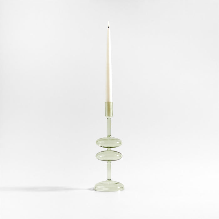 Venezia Medium Smoke Green Glass Taper Candle Holder