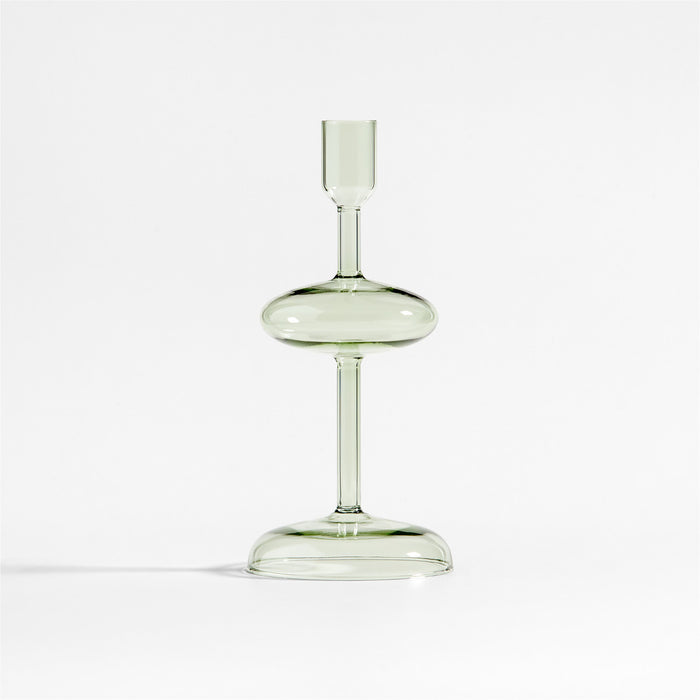 Venezia Small Smoke Green Glass Taper Candle Holder