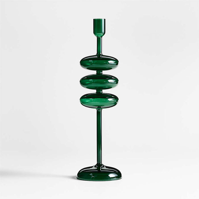 Venezia Large Spruce Green Glass Taper Candle Holder