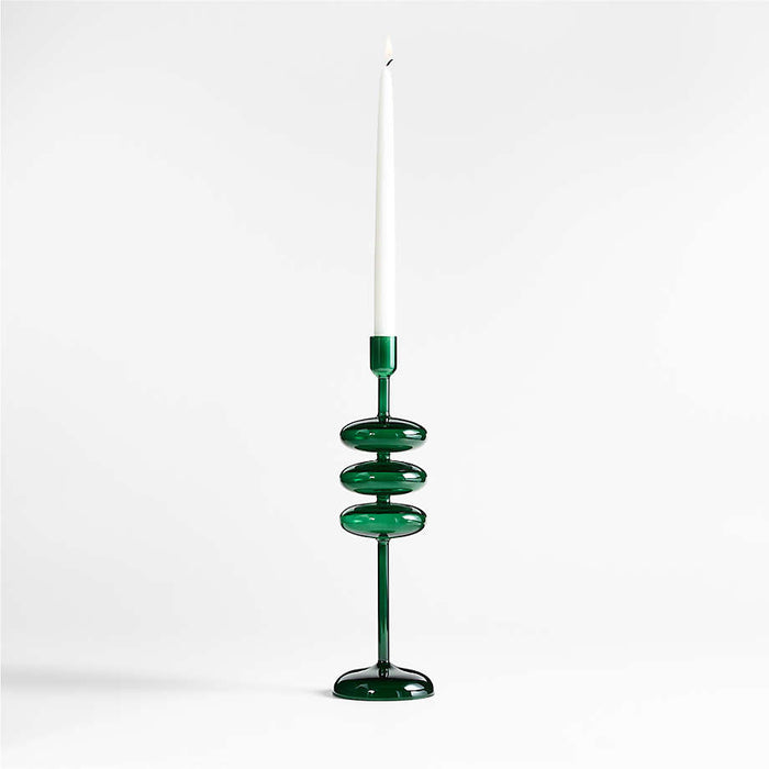 Venezia Large Spruce Green Glass Taper Candle Holder