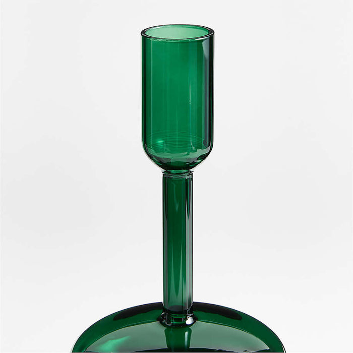 Venezia Medium Spruce Green Glass Taper Candle Holder