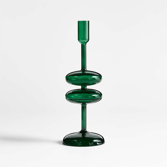 Venezia Medium Spruce Green Glass Taper Candle Holder