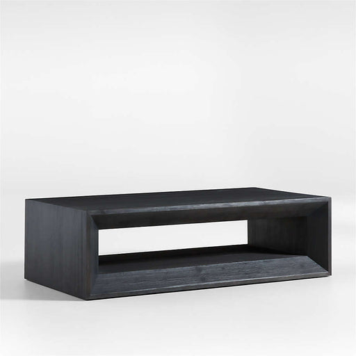 Vernon Rectangular Ebonized 56" Pine Wood Coffee Table with Shelf