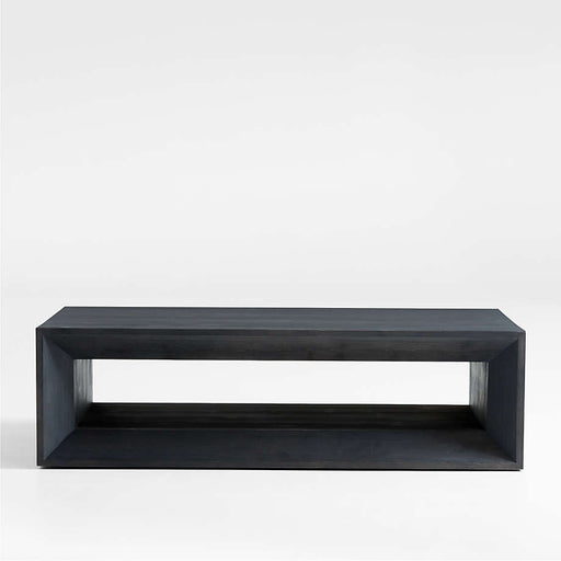 Vernon Rectangular Ebonized 56" Pine Wood Coffee Table with Shelf