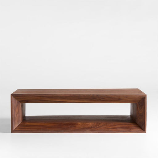 Vernon Walnut Wood 68" Rectangular Coffee Table with Shelf