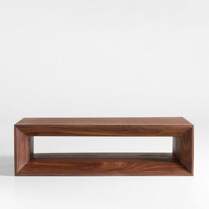 Vernon Walnut Wood 68" Rectangular Coffee Table with Shelf