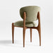 Via Olive Green Velvet Walnut Wood Dining Chair