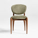 Via Olive Green Velvet Walnut Wood Dining Chair