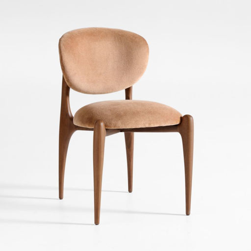 Via Toffee Brown Velvet Walnut Wood Dining Chair