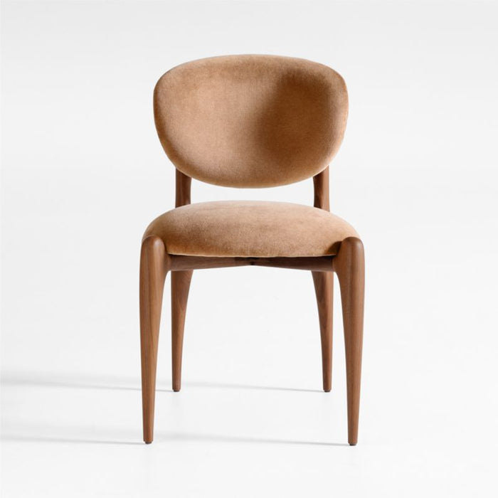 Via Toffee Brown Velvet Walnut Wood Dining Chair