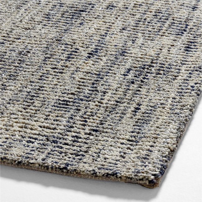 Vienne Performance Wool Striped White and Blue Area Rug 6'x9'