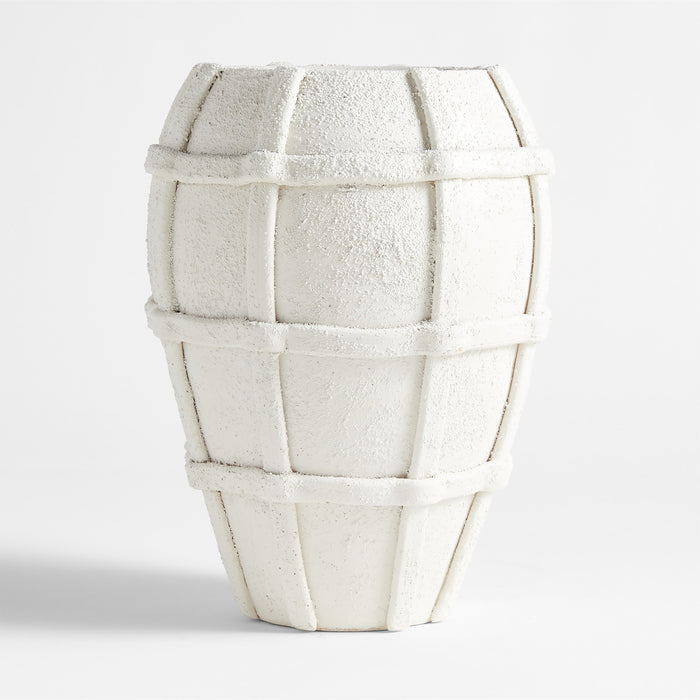 Villa White Grid Ceramic Vase 15"