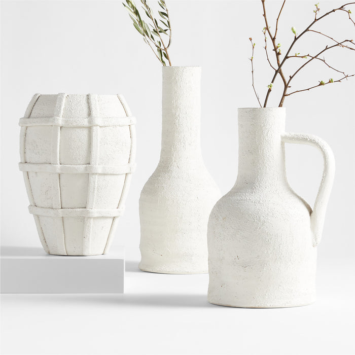 Villa White Grid Ceramic Vase 15"