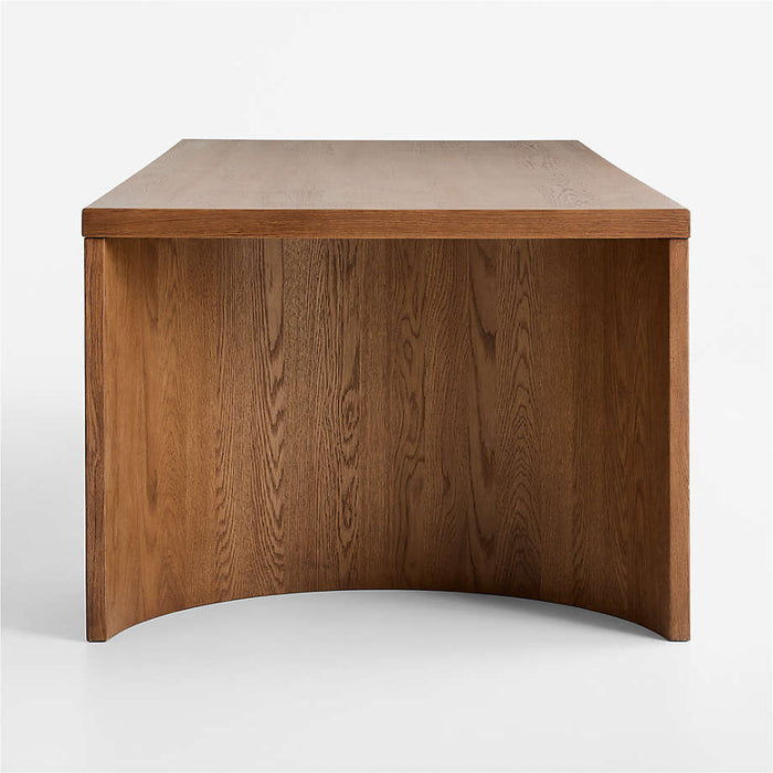 Virage 96" Curved Warm Brown Oak Wood Dining Table
