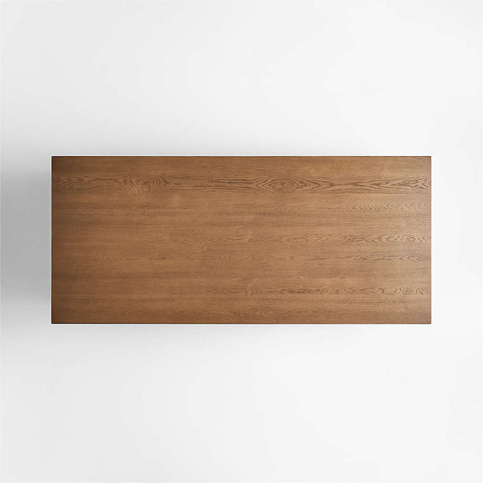 Virage 96" Curved Warm Brown Oak Wood Dining Table