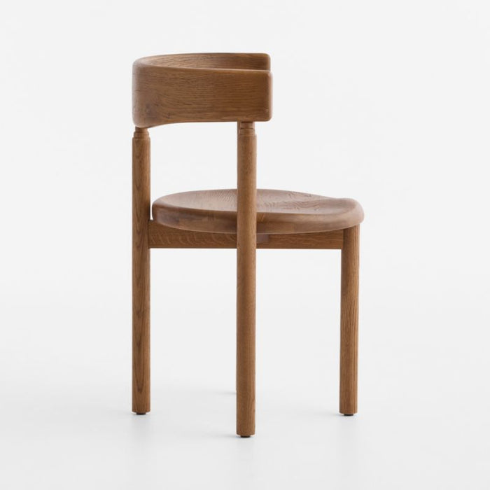 Virage Warm Brown Oak Wood Curved Dining Chair
