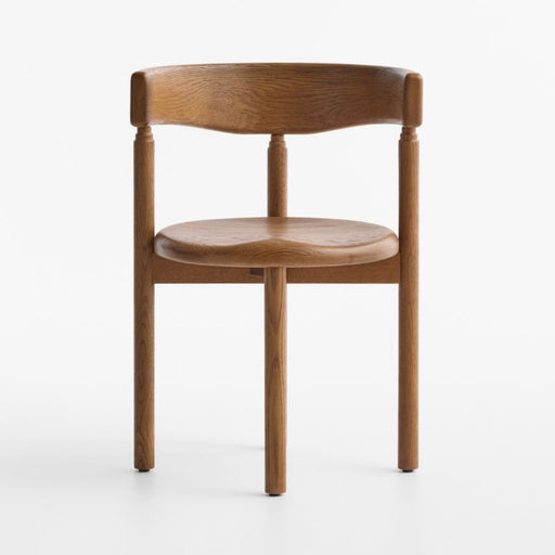 Virage Warm Brown Oak Wood Curved Dining Chair