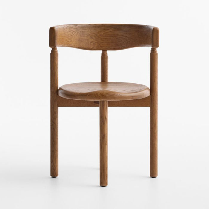 Virage Warm Brown Oak Wood Curved Dining Chair