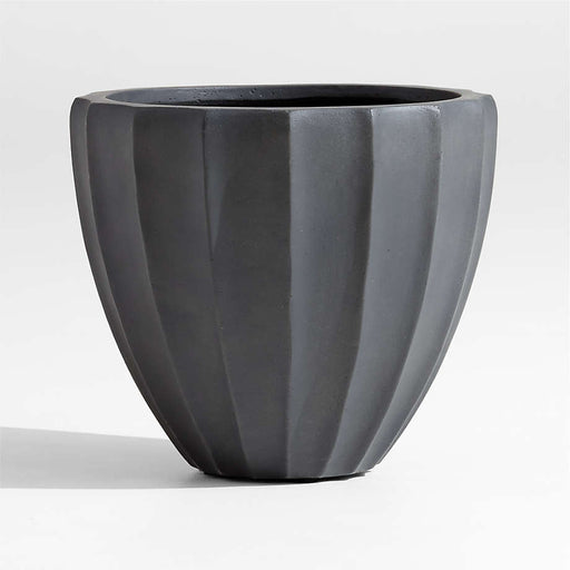Warren Small Black Ficonstone Outdoor Planter 15.7"