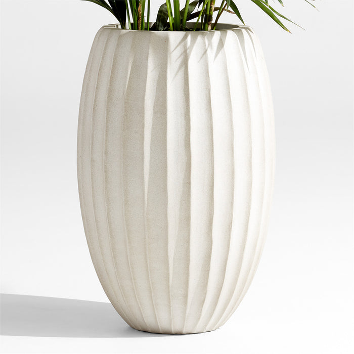 Warren Large Warm White Ficonstone Outdoor Planter 16.9"