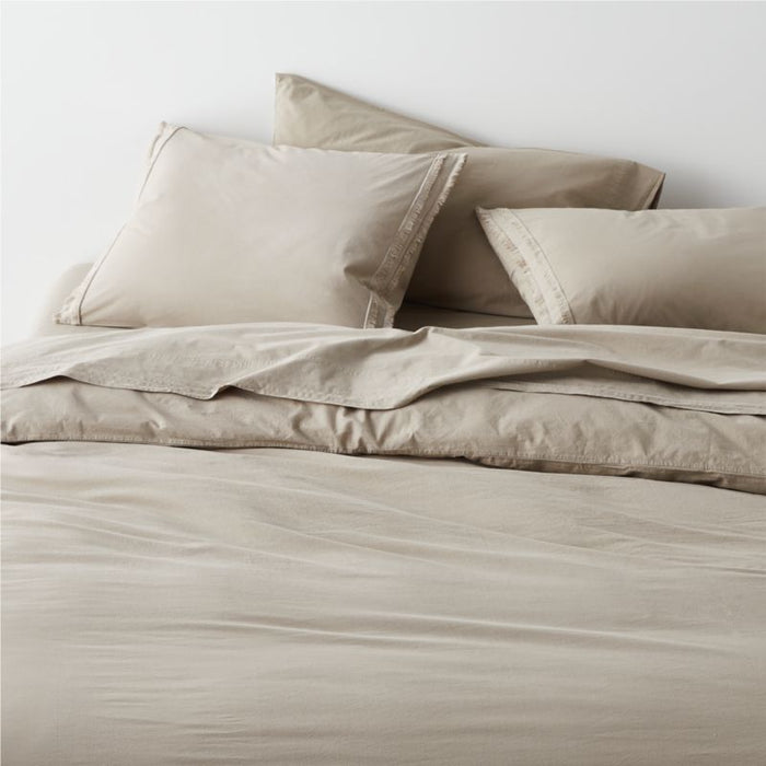 Favorite Washed Organic Cotton Sand Beige Eyelash Standard Bed Pillow Sham