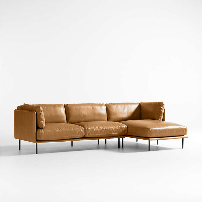 Wells 2-Piece Leather Sectional Sofa with Chaise Lounge