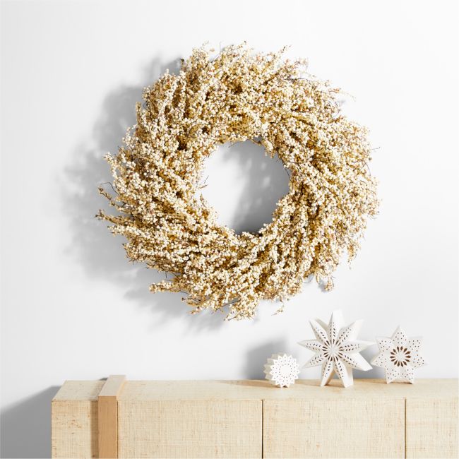 Faux White Mini Berry Wreath 32"