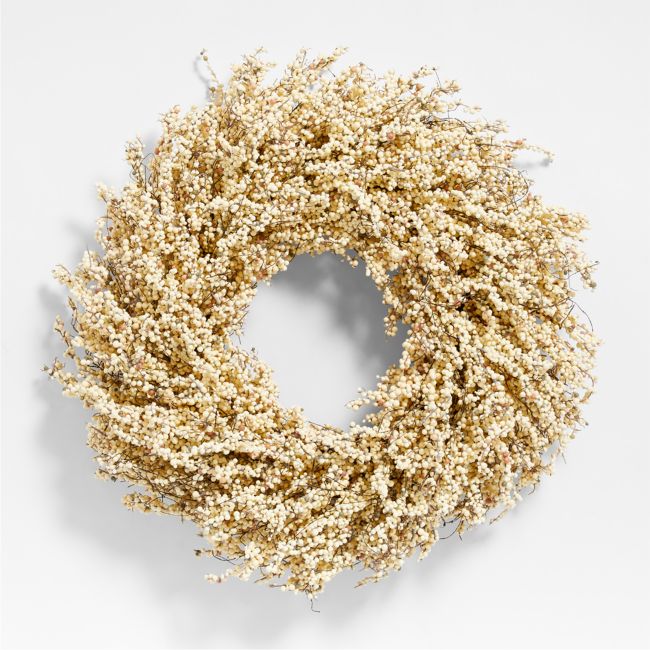 Faux White Mini Berry Wreath 32"