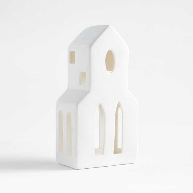 White Ceramic Holiday Bell Tower
