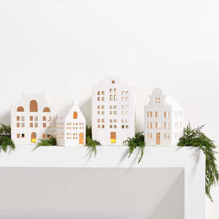 Tall White Ceramic Holiday Canal House