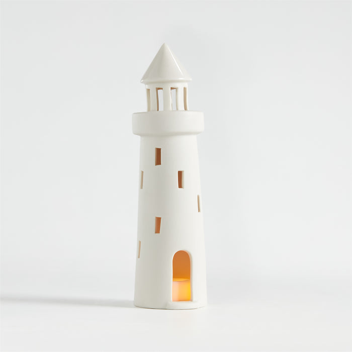 White Ceramic Holiday Lighthouse