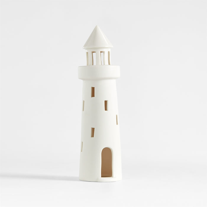 White Ceramic Holiday Lighthouse
